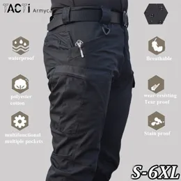 Calça masculina cargo tático Homens de combate à prova d'água ao ar livre Camuflagem militar calça de camuflagem casual Multi Pocket Masculino Jogadores 6xl 230317