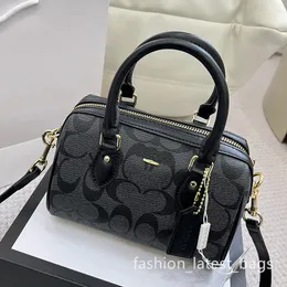 En kaliteli lüks moda bayanlar tuval deri mini rowan boston çanta omuz crossbody çanta elle tutulan çapraz kanatlı çanta şerit çapraz vücut flap el çantası