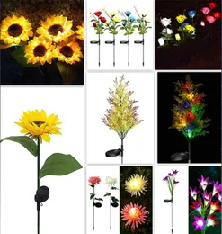 Solar Garden Light Artificial Flower LED -lampor Utomhus IP65 Vattentät julgran Dekorativ gård Stake Lighting For Path Terrace Driveway
