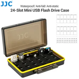 HDD Enclosures JJC 24-Slot Mini USB Flash Drive Case Mini U Disk Sotrage Holder Waterproof Box EVA Sponge Anti-drop Come with Label Sticker 230320