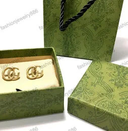 Brincos de letra dupla clássica Studs Charm Retro Designer Earrings Women Women Eardrops Jewelry Presente com caixa para o aniversário da festa4814974