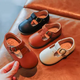 Sneakers Autumn Girls Leather Shoes Fashion Solid Color Baby Girl Casual Kids Soft Bottom Toddler Size 2130 SZ256 230317