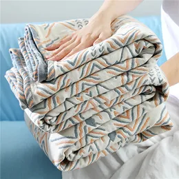 Blankets 100% Cotton Muslin Summer Blanket Bed Sofa Travel Breathable Chic Bohemia Large Soft Throw Blanket Para Blanket 230320