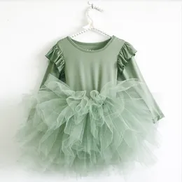 Girl's Dresses Baby Girl Princess Tulle Dress Fluffy Long Sleeve Infant Toddler Puffy Dress Tutu Black Green Party Pageant Dance Clothes 1-10Y 230320