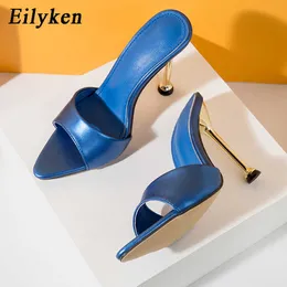 Сандалии 2023 Дизайнер Hoge Hakken Vrouw Slippers Mode Wees Teen Part Prom Slides Schoenen Pomp Sandalen Voor Dames 230320