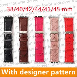 Designer Smart Watch Straps for apple watch band Series 8 2 3 4 5 6 38mm 42mm 49mm PU Leather Embossing AP Watchbands Replacement With Adapter Connector Accessories