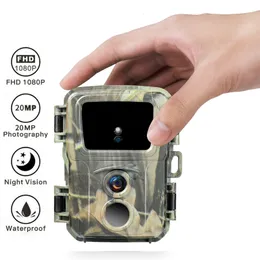 사냥 카메라 미니 트레일 사냥 야간 시력 카메라 20MP 1080P 야생 동물 PO 트랩 감시 추적 추적 사냥 액세서리 방수 캠 230320