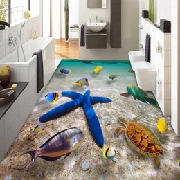 Sfondi HD Submarine World Starfish Sea Water Po Carta da parati murale Piastrelle per pavimenti 3D Pittura Carta da parati impermeabile per bagno in PVC 3 D