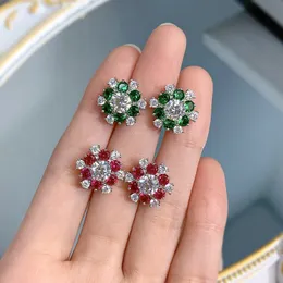 2023 Ruby Emerald Diamond Colring 100% prawdziwy 925 Srebrny Srebrny zaręczyny dla kobiet obietnica obietnicy biżuterii imprezowej