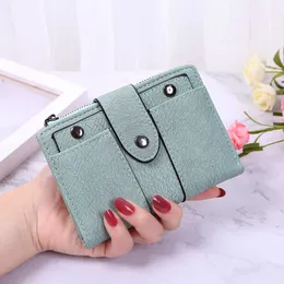 Brieftaschen Hochwertige Vintage Wallet Women PU Leder Kurzwolkermensch Damenkartenhalter Coin Geldbörse Casspe Reißverschluss Geld Clutch Cartera G230308