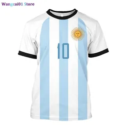 Wangcai01 T-shirt t-shirt Argentyna Męska piłka nożna HARAJUKU MONAJOLD Summer T-shirt 3D Krótka koszulka piłkarska 2022 0320H23