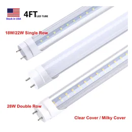 LED Tüpler 4ft Işık 120V 220V Tüp Işıkları 4 4Feet T8 18W 22W 28W G13 Bipin Unlu Lamba Dükkanı Garaj Aydınlatma 3 Yıl Garanti Dh0U4