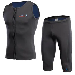 Wetsuits Drysuits 2mm Men Neoprene Sleeveless WetsuiSwim Vest Jacket Shorts UV Protection Diving Suit Swim Trunks Surfing WetSuits 230320