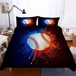 Bedding Sets Color Splash Baseball Skin-friendly Duvet Set Boys Single Double Quilt Cover Dorm Bedspread Black Background Room Decor