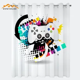 Sheer Curtains Gamer Modern Console Game Controller with Halftone Motif and Color Splashes Background Living Room Bedroom Window Drape 230320