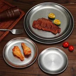 Тарелки из нержавеющей стали круглой обеденной тарелка корейский стиль фруктовые котлеты десерт лоток кость расщепление блюдо кухонная посуда гаджеты золото серебро
