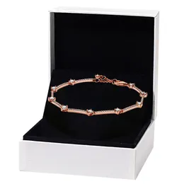 Rose Gold CZ Diamond Pave Bars Bracelet for Pandora 925 Sterling Silver Wedding designer Jewelry For Women Girlfriend Gift Hand Chain Bracelets with Original Box