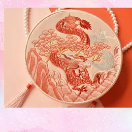 Evening Bags Angelatracy Hanfu Chinese Tiger Dragon Embroidery Tassel Rabbit Sheep Snake Horse Mouse Cow Monkey Pig Shoulder Circular 230317