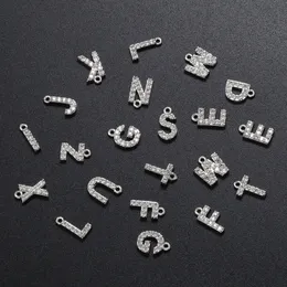 Charms ZHUKOU 7x8mm silver color crystal 26 letters pendant for women necklace earrings jewelry accessories making findings VD594 230320