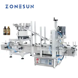 Zonesun Tabletop自動飲料キャップスクリューナーキャッピングマシンラインドロッパーオイルパッケージラウンドプラスチックガラスボトルシーリングマシン