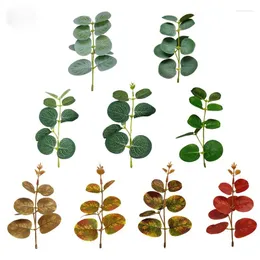 Kwiaty dekoracyjne sztuczna roślina eukaliptus plastikowe fałszywe liście zielone drzewo gałąź na Boże Narodzenie ślub