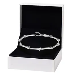 Pulseira de pavimentação espumante para pandora autêntica esterlina prata cz jóias de casamento diamante para mulheres namorada presente de mão pulseiras com caixa original