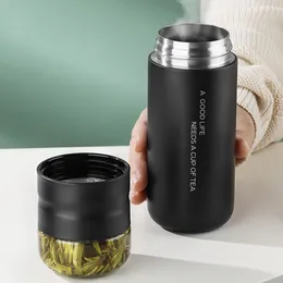 Water Bottles 300ML Insulated Cup with Filter Stainless Steel Tea Bottle Cup with Glass Infuser Separates Tea and Water Thermos Vacuum Flask 230320