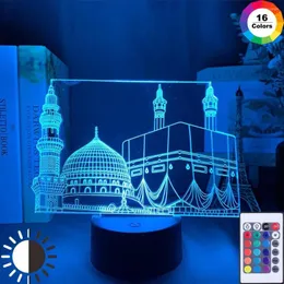 Nocne światła Muzułmańska lampa 3D do wystroju domu światło nocne Koran RGB Zmiana akrylowa LED światło LOF