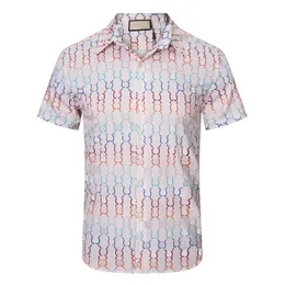 Men's Casual Shirts Short Sleeve Hawaii Floral Letter Print Beach Shirts Bowling Casual Shirts Mens Summer Dress Shirt M-3XL