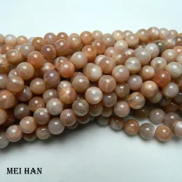 Naszyjniki z koralikami Meihan 2 Strandsset Naturalny 8 mm 10 mm mieszany kolor pomarańczowy kamień księżyca gładki okrągłe luźne koraliki Kamień do biżuterii 230320