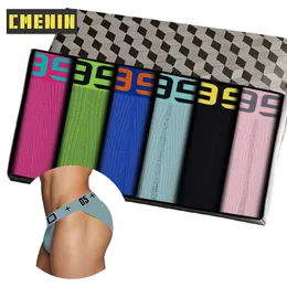 Unterhosen 6Pcs Atmungsaktive Mann Unterwäsche Baumwolle Kurze Männer Unterhosen Höschen Suspensorium Männer Schriftsätze der Mode Slip Bikini 230320