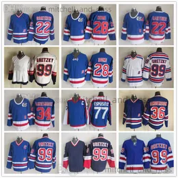 Filme Vintage Hockey Jersey Retro CCM Bordado 99 Wayne Gretzky Jersey 22 Mike Gartner 28 Tie Domi 34 John Vanbiesbrouck 36 Glenn Anderson 77 Phil Esposito Jerseys