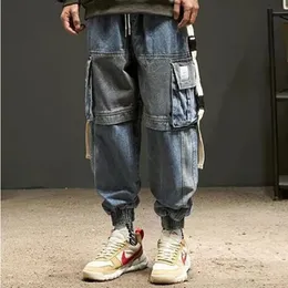 Męskie dżinsy Deeptown Techwear Spodnie Japońska patchworka moda duża luźna swobodna streetwear hip hop spodni Mężczyzna 230320