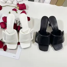 Luxury Designer Soft Sheep Leather Sandals Heels Muilezels Shoes Slip-on Women Slides Slipper Size 35-40 With Box