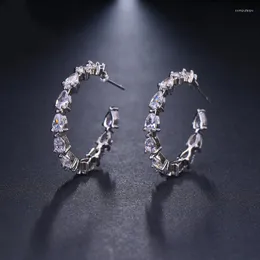 Brincos de argola 2023 Círculo de zircão de tendência de luxo para mulheres de gotas aquáticas Crystal Korean Fashion Jewelry Gifts