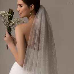 Bridal Veils Youlapan V101 Luxury Moonshine Wedding Veil Golden For Caftan Long 3M/5M Sparkle Woalka Yarn With Sequins