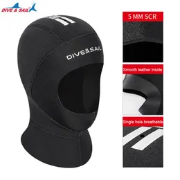 Swimming caps 3mm5mm Neoprene Swimming Cap Thick Warm Cold Protection Surfing Scuba Snorkeling Diving Cap with Shoulder Diving Equipment 230320