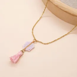 Ketten Go2Boho Ankunft Geometrie Quaste Pendent Halskette Für Frauen Edelstahl Kette Schmuck Miyuki Perlen