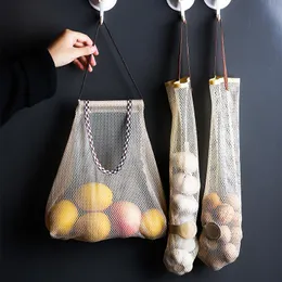 Hängande korgar Hangable Vegetable Storage Net Bag Eco Friendly Onion Grocery Store Väskor Återanvändbara kökstillbehör
