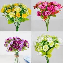 Dekoratif Çiçekler 21 Kafa/Çöp İpek Mini Gül Yapay Çiçek Buketi Düğün Ev Dekorasyon Partisi Brithay Dekor