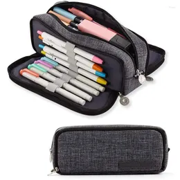 Förvaringspåsar Angoo Pencil Case Big Capacity 3 Fack Canvas för studenter