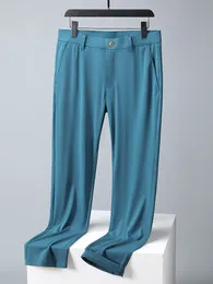 Męskie spodnie Letni mężczyźni długie spodnie oddychane rozciągnięte spandeksy nylonowe szczupłe cienkie chinos męski biznes formalny garnitur proste spodnie 230320