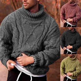 Camisetas masculinas 2023 Autumn Winter Street Style Twist High Pesh Neck Simples Solid Color Sweater Strelg Slim Knit Men