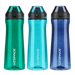 Bottiglie d'acqua UZSPACE 750ml Bottiglie d'acqua sportive Agitatore portatile a tenuta stagna Tazza da viaggio all'aperto Fitness Bottiglia anticaduta in plastica Tritan BPA Free 230320