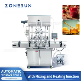 ZONESUN ZS-YT4T-4PM Automatic Filling Machine Curry Chili Paste Liquid Mixing Heating Filler