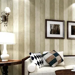 Bakgrundsbilder högkvalitativa medelhavsstil Vertikal rand tapeter icke -vävda retro träkornrullar vardagsrum sovrum dekor