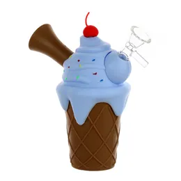 ビッグアイスクリームシリコンタバコボンパイプ色のタバコパイプシリコン水タバコボトルガラスボウルタバコボトル