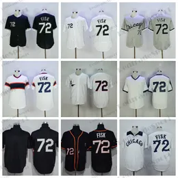 Męskie 72 koszulki baseballowe Carlton Fisk Vintage 1993 Stitched Jersey szaro-niebieskie czarne koszule