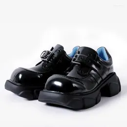 Klädskor 2023 Black Platform Flats Women loafers Lace-up Casual Autumn Lolita Designer Läder Oxfords