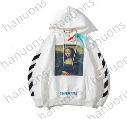 E4R5 off Hoodies Sweatshirts Mona Lisa Sweater Jacket White Men039s and Women039s Print Pullover Hooded Loose Coat Hoodie FA5062528